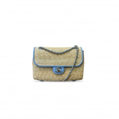 CHANEL RAFFIA LAMBSKIN SMALL FLAP BAG AS6017 (23*16*8cm) 
